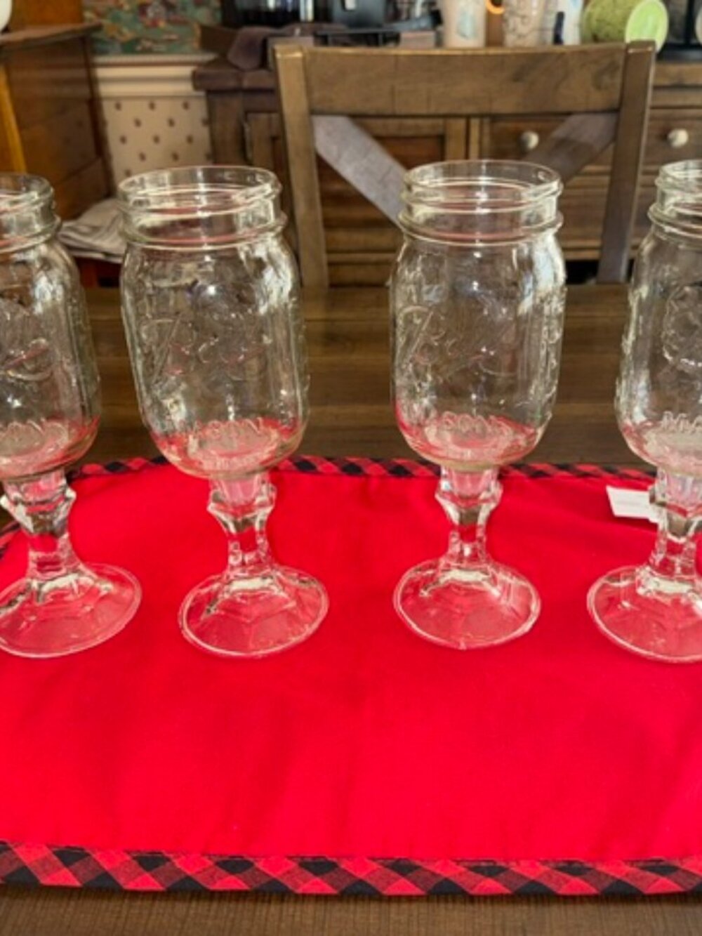 Set of 4 Redneck Wine Glasses Ball Mason Jar Novelty Stemware 16oz No Lids